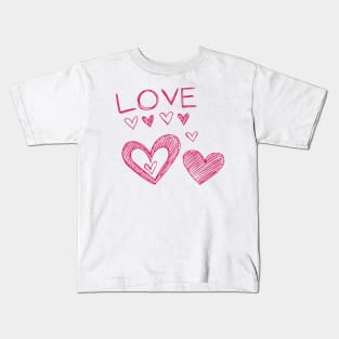 Love Pink Hearts Kids T-Shirt